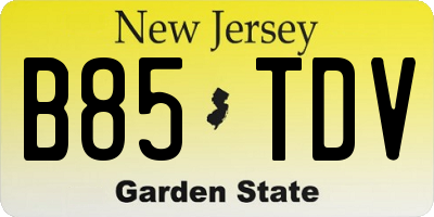 NJ license plate B85TDV