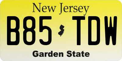 NJ license plate B85TDW