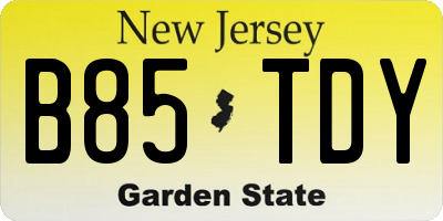 NJ license plate B85TDY