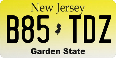 NJ license plate B85TDZ