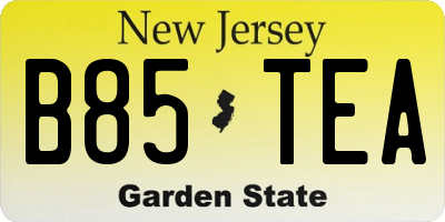 NJ license plate B85TEA