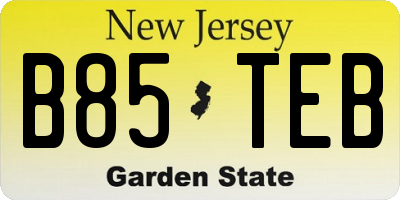 NJ license plate B85TEB