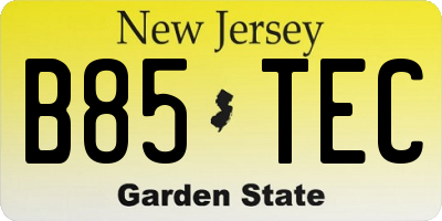 NJ license plate B85TEC