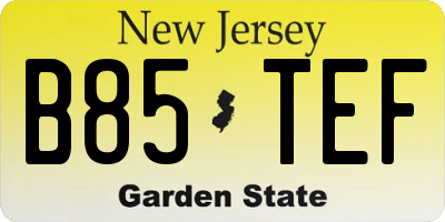 NJ license plate B85TEF