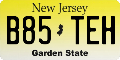 NJ license plate B85TEH