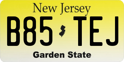 NJ license plate B85TEJ