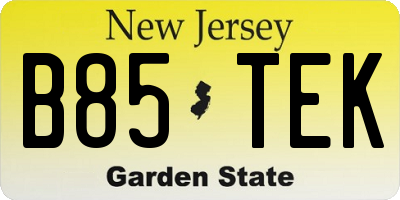 NJ license plate B85TEK