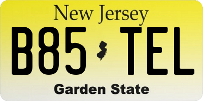 NJ license plate B85TEL