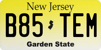 NJ license plate B85TEM