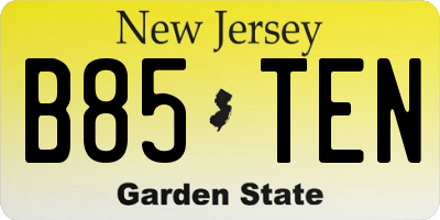 NJ license plate B85TEN