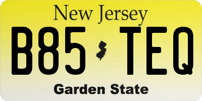 NJ license plate B85TEQ