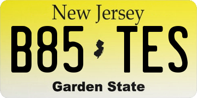 NJ license plate B85TES