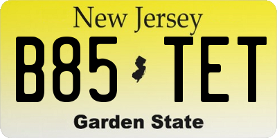 NJ license plate B85TET