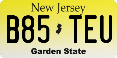 NJ license plate B85TEU