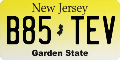 NJ license plate B85TEV