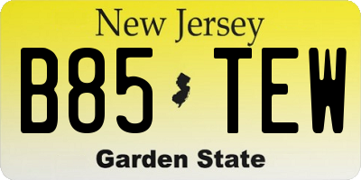 NJ license plate B85TEW