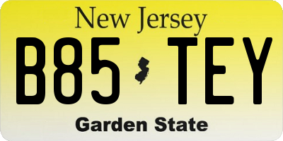 NJ license plate B85TEY