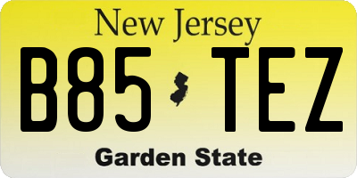 NJ license plate B85TEZ