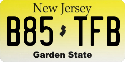 NJ license plate B85TFB