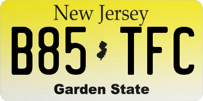 NJ license plate B85TFC