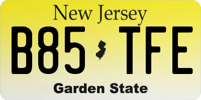 NJ license plate B85TFE
