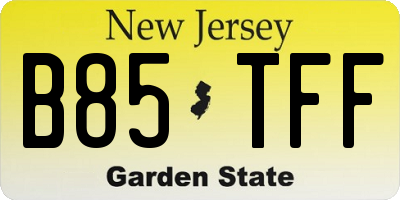 NJ license plate B85TFF