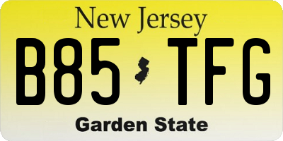 NJ license plate B85TFG
