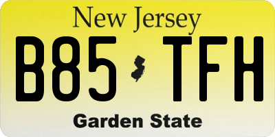 NJ license plate B85TFH