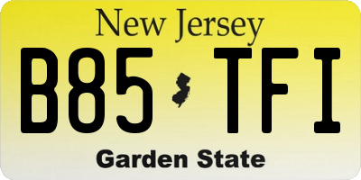 NJ license plate B85TFI