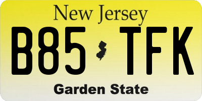 NJ license plate B85TFK