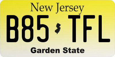 NJ license plate B85TFL