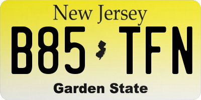 NJ license plate B85TFN
