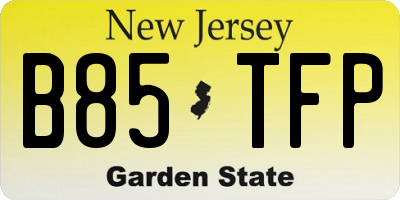 NJ license plate B85TFP
