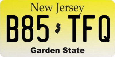 NJ license plate B85TFQ