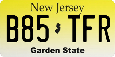 NJ license plate B85TFR