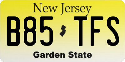 NJ license plate B85TFS