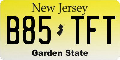 NJ license plate B85TFT