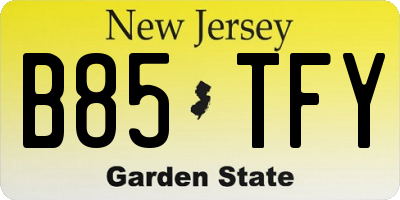 NJ license plate B85TFY