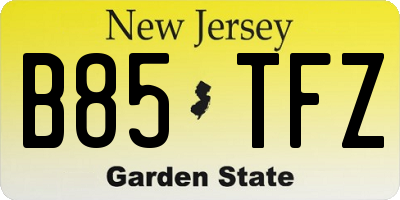 NJ license plate B85TFZ