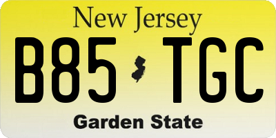 NJ license plate B85TGC