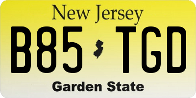 NJ license plate B85TGD