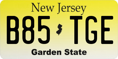NJ license plate B85TGE