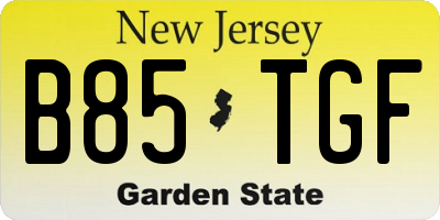NJ license plate B85TGF