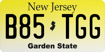 NJ license plate B85TGG
