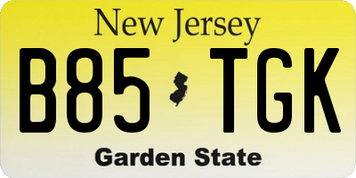 NJ license plate B85TGK