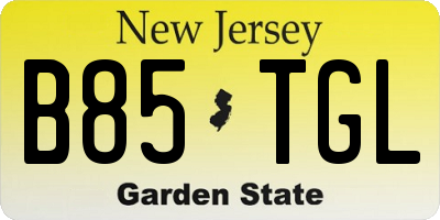NJ license plate B85TGL