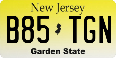 NJ license plate B85TGN