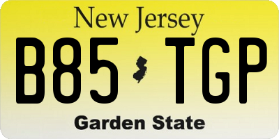 NJ license plate B85TGP