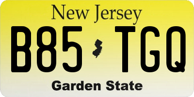 NJ license plate B85TGQ