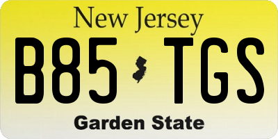 NJ license plate B85TGS